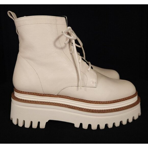 Paloma Bercelo Leather Comat Boots Size 37 US 7 Beige $370 - Picture 4 of 12